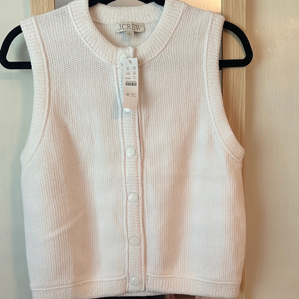 J. Crew Ivory Sleeveless Button-Up Vest